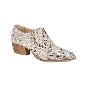 JOURNEE COLLECTION Womens Beige Snake Chunky Heel Jasmine Booties 9